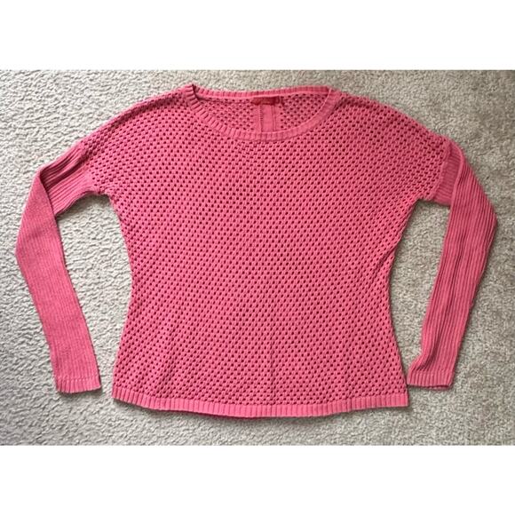 Prana Women's Long Sleeve Perforated Pink Sweater Size Medium - Picture 1 of 5